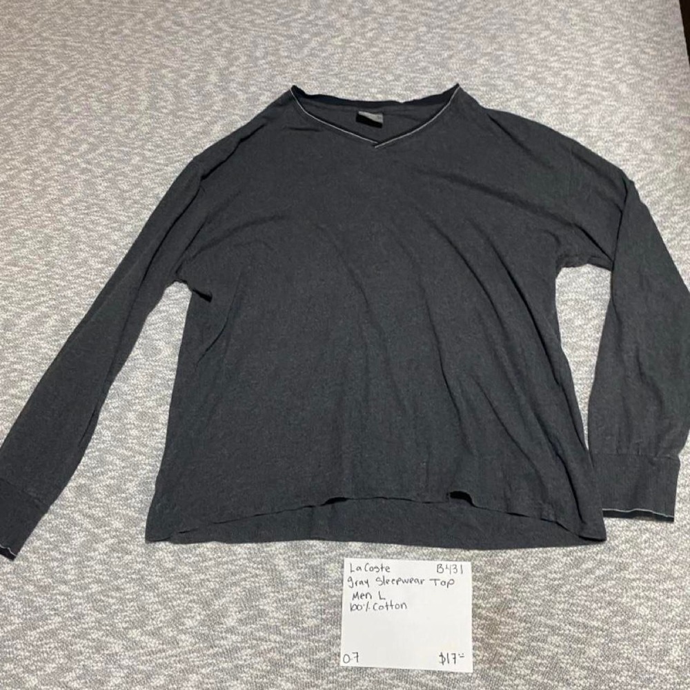 Lacoste Sleepwear 100% Cotton Long Sleeve Top Men's L. SKU-B431